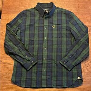 Fred Perry Navy and Forest Checkered Shirt
